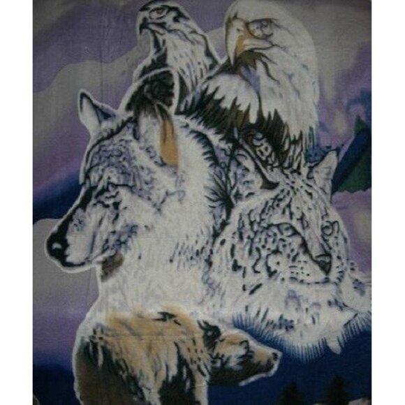 New Southwest Animal Spirits Bear Eagle Lynx Fleece Throw Gift Blanket NWT SOFT - Picture 2 of 4